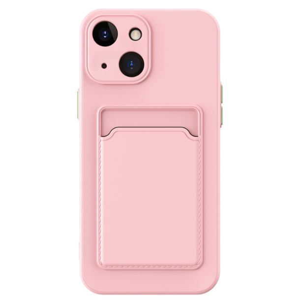 Skin Feel Card Slot Contrast Colour Button TPU Phone Case - For iPhone 15 Plus - mosaccessories
